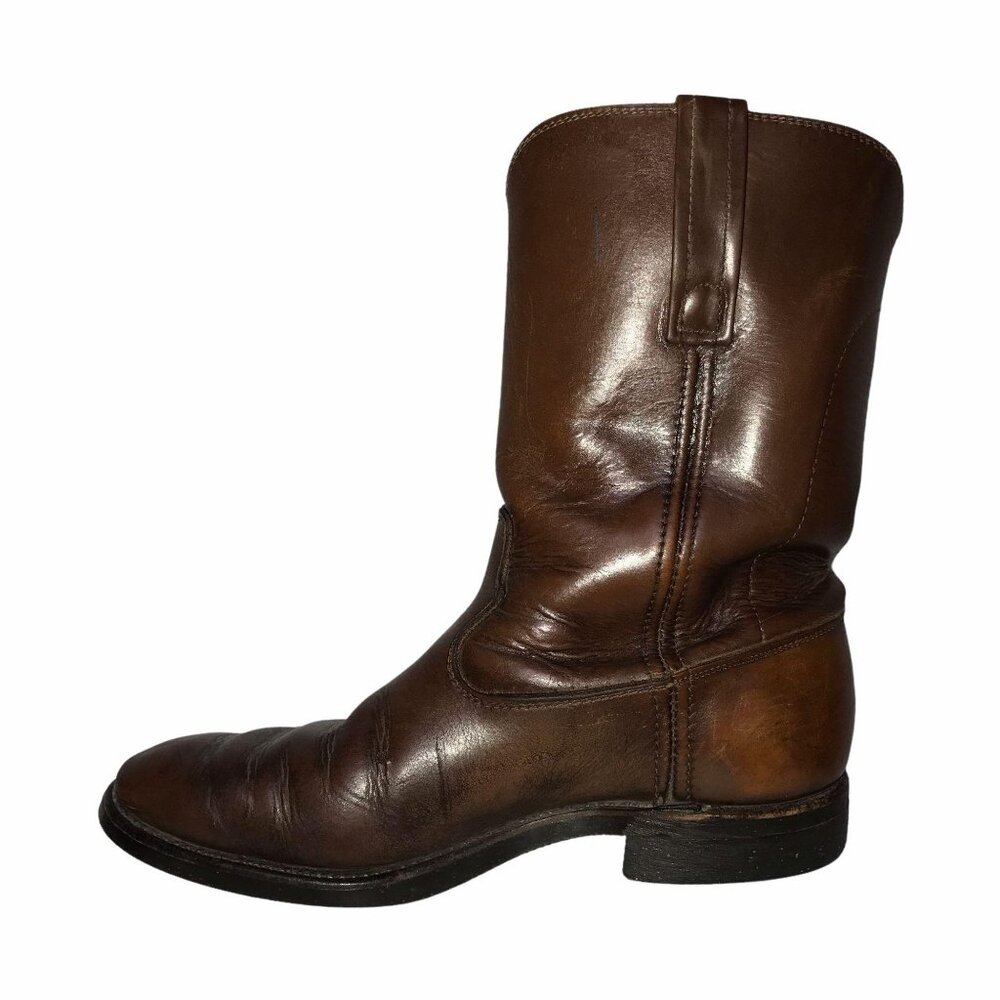 Justin Shortie Oil Proof Mens Western Boots 8.5D Brown Leather Workboots - Picture 4 of 10
